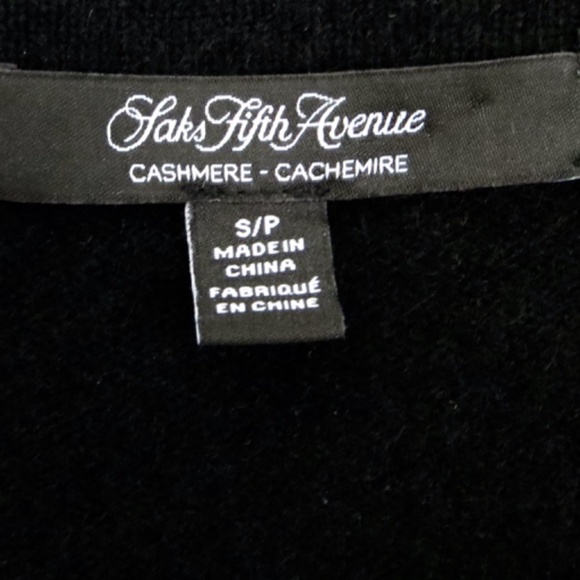 Saks Fifth Ave 100% Cashmere Sweater Tiered Ruffle Ruffle Sleeve Black SZ S - Picture 5 of 6